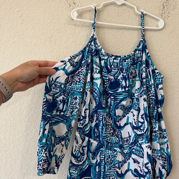 LILLY PULITZER Girls Keep On Trunkin' Elephant Romper in Blue - Picture 4 of 10